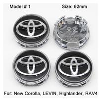4 vnt. 57/62 mm automobilio ratlankio centrinis dangtelis Toyota Corolla RAV4 LEVIN Yaris C-HR Camry Prado Prius automobiliui Auto priedai gray