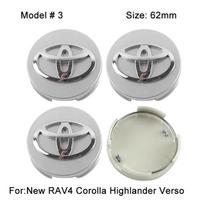 4 vnt. 57/62 mm automobilio ratlankio centrinis dangtelis Toyota Corolla RAV4 LEVIN Yaris C-HR Camry Prado Prius automobiliui Auto priedai