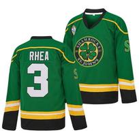 Men's Green #3 Ross The BOSS Rhea StJohn's Clovers Embroidered Hockey Jersey, Long Sleeve EMHL Patch Letterkenny Movie Fan Uniform 2XL