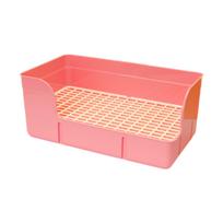 Rabbit Litter for Cage Corner Toilet Box Bedpan Pee Pan Tray Pet Toilet Potty Train for Guinea Pig Bunny Chinchillas rožinė