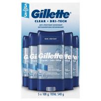 Gillette CoolWave Antiperspirant Clear Gel Sweat Odor Removal Men's Deodorant Stick Type Cooling Long-lasting Costco 5 pcs 108g blue
