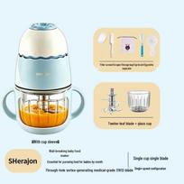 Kūdikių maisto ir košės gaminimo aparatas: Mėsos malūnėlis ir mažas buitinis procesorius su kištuku 24-Rib Glass Cup with Seamless 316 Steel Knife