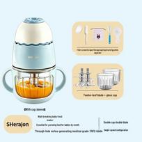 Kūdikių maisto ir košės gaminimo aparatas: Mėsos malūnėlis ir mažas buitinis procesorius su kištuku 24-Rib Glass Cup with Seamless 316 Steel Knife