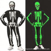Vaikams šviečiantis tamsoje skeletas vaiduoklis kombinezonas Helovino Cosplay scenos kostiumas M green