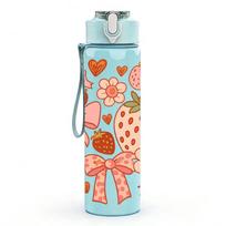 1PC Strawberry Shortcake Girl 750ml Color Plastic Sports Water Bottle Leakproof Flip Straw Lid Suitable for Sports Office Home Use tamsiai mėlyna