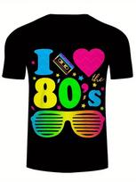 3D Skaitmeninis Spaudinys Retro 80-ųjų Grafinis Marškinėlis Vyrams Ryškus Neoninis Karnavalo Dizainas Kvėpuojantis Apvalia Kaklo Trumpomis Rankovėmis Marškinėlis 6XL multi