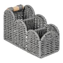 Paper Desktop Storage Basket with Tiered Compartments and Textured Exterior for Stationery, Receipts, and Small Items