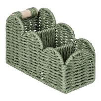 Paper Desktop Storage Basket with Tiered Compartments and Textured Exterior for Stationery, Receipts, and Small Items