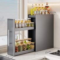 Kitchen Countertop Pull Out Narrow Spice Rack Organizer Multi Tier Slide Out Seasoning Storage Cabinet Shelf for Condiments Gray - three-tier S