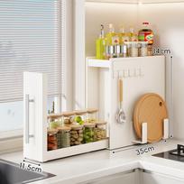 Kitchen Countertop Pull Out Narrow Spice Rack Organizer Multi Tier Slide Out Seasoning Storage Cabinet Shelf for Condiments White-2 layer S pro