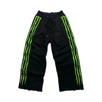 Claw Trys Juostelės Fluorescencinės Sportinės Kelnės Y2K Gatvės Drabužiai Hip Hop Asmenybė Švytinčios Laisvalaikio Kelnės Medvilniniai Raišteliais Jogeriai XS juoda