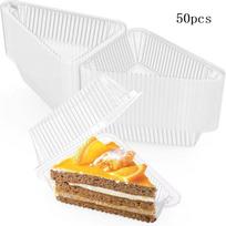 50/100 vnt. pyrago gabalėlio dėžutė Skaidri trikampė deserto dėžutė Daugkartinė maisto pakuotės dėžutė Sukraunamas sumuštinių laikiklis vaisiams ir pyragams 50pcs white
