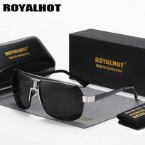 RoyalHot Vyrai Moteriški poliarizuoto lydinio kvadratiniai akiniai didelio rėmo akiniai nuo saulės vairavimo akinių gaubtai Vyriški juoda
