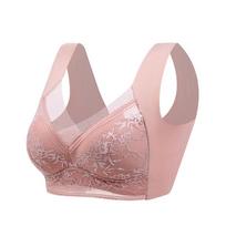 Nėrinės liemenėlės moterims Didelio dydžio besiūlės liemenėlės Apatiniai Push Up sportiniai liemenėlės Night Crop Top Femme Bralette Vest Sexy apatinis trikotažas L(40-55kg) rožinė