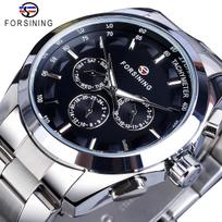 Forsining naujas geriausias vyriškas laikrodis automatinis vyriškas mechaninis laikrodis Savaitės kalendorius Šviečiantis plieninis diržas mechaninis vyriškas laikrodis gray