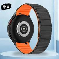 20 mm silikoninė magnetinė juostelė, skirta Samsung laikrodžiui Galaxy4 6 Classic 43 mm 47 mm 42 46 mm 6 5 4 44 40 mm be tarpų dirželis 5Pro 45 mm apyrankė Galaxy Watch 5 44mm juoda/oranžinė