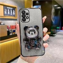 51 71 31 12 mielas meškiuko laikiklio laikiklis, blizgantis dėklas, skirtas Samsung Galaxy A51 A71 A12 A22 A53 A33 A73 A23 stovo dangtelis Galaxy  A52 (4G 5G)&Case & Holder juoda