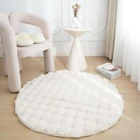 Apvalus pliušinis kilimas Namų svetainė Sofa Prieškambaris Lovos šonas Storas kilimas 60 * 60cm balta
