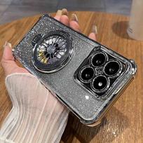 Note13 Plating Rotate Gyro Holder Case For Xiaomi Redmi Note 13 12 11 Pro 13pro 4g 5g 10 10s 9 9s Silicone Stand Cover Note13pro Redmi Note 9 Pro sidabras