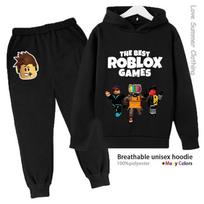 Roblox Berniukų Džemperis Sportinis Kostiumas Amžius 4-14 HD Spaudas Ruduo Naujienos Lytis Plonas Vilnos Džemperio Rinkinys Kasdienis Unisex Sportinis Kostiumas Poliesteris 120 black