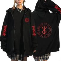 Japoniškas Berserk Anime Džemperis Guts Akys Manga Džemperiai Harajuku Ilgomis Rankovėmis Džemperis Hip Hop Bernų Mergaičių Drabužiai Viršutiniai Drabužiai Paltas 3XL juoda