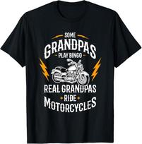 Some Grandpas Play Bingo Real Grandpas Ride Motorcycles T-Shirt S gray