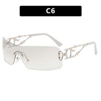 Fashion Rimless Hollow  Sunglasses Spice Girls Variety Driving Sunglasses Tide Wear Street Photography Beach Excursions white