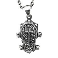 Mysterious Crucifix Coffin Locket Necklace With Detailed Skeleton Design Gothic Accessory For Alternative Fashionistas 1 gray