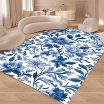 Mėlynas Mėlynas ir Baltas Porceliano Kilimo Dizaino Plotinis Kilimas Plaunamas Grindų Kilimėlis Namų Svetainei Virtuvei Miegamajam Neslystantys Kilimai 50x80cm blue