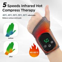 Electric Heating Wrist Massager Wrist Brace Protector Wrap Vibration Massage Relieves Tenosynovitis Carpal Tunnel Fatigue Relief beige