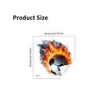 3D Flame Football World Cup Wall Sticker Waterproof Removable Self-Adhesive for Home Party Room Fan Sports Decor 40x40cm įvairiaspalvis