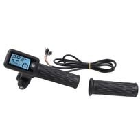 Elektrinio dviračio akceleratoriaus rankena su LCD ekranu greičiui ir įtampai rodyti, 170 cm kabelio ilgis, tinka 36/48/60/72V sistemoms, komplekte pora B black