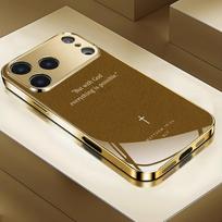 Minimalistinis raidžių raštas Auksinės metalinės dažytos stiklinės telefono dėklas iPhone 11 12 13 14 15 16 17 Pro Max 14 Plus 17 Air 16E iPhone 15 Plus beige