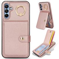 Ring Leather Wallet Card Phone Case for Samsung Galaxy S25 Edge S24 Ultra S23 Plus S22 FE A16 A55 A35 A15 A54 A14 Note 20 Cover (Samsung S23 Ultra) white