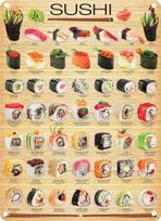 Skardinis ženklas senoviniam plakatui The Sushi Japonija Metalo ženklas Retro namų virtuvės biuro sodo garažo sienos dekoracija Plaketė Naujas 30x40cm(11.8x15.7inch) beige