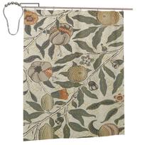 William Morris jūros dumblių dušo užuolaida vonios kambariui poliesterio vandeniui atsparios vonios užuolaidos su kabliukais W60H190(CM)-1 Pcs beige