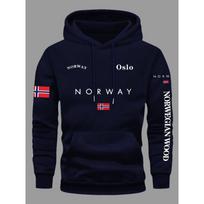 NORVEGIJOS Vėliavos Hoodies Vyrams Moterims Lauko Sportas Gatvės Nuotykiai Sportas Bėgimas Gatvės Laisvalaikio Rudens Žiemos Palaidinė Viršutinė Apranga XL gray
