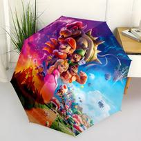 Super Mario Bros. Round Sticker Decal Laptop Phone Tablet Car Window Bumper Sticker 5  Dia Umbrella, Cute Umbrella with Cute Design, Portable 3-Fold C blue