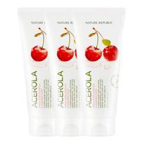 Nature Republic Fresh Herb Acerola Cleansing Foam Brightening & Refreshing Face Wash 170ml (Pack of 3) white