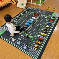 Miesto automobilių stovėjimo aikštelės žaidimų kilimėlis, vaikų kilimas, edukacinis žaislas berniukams ir mergaitėms, žemėlapis 120cm x 160cm