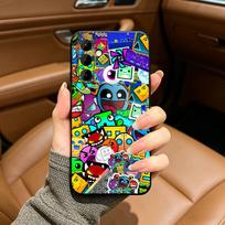 Retro G-Geometry D-Dash Game Black Soft Silicone Phone Case for Samsung Galaxy A73, A71, A72, A70, A53, A52, A51 Samsung a21s blue