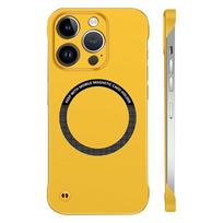 Ultra Thin Hard PC Magnetic Frameless Phone Case For iPhone 17 Air 16 15 14 13 12 11 Pro Max Matte Color Solid Back Cover For iPhone 15 ProMax geltona