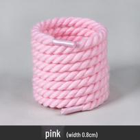 Balti poliesterio ir medvilnės trijų gijų apvalūs batraiščiai - Universalūs kasdieniams ar sportiniams batams (Pora) 140cm pink