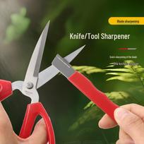 Dual-Purpose Outdoor Knife & Scissors Sharpener - Portable Whetstone for Quick Garden Tool Sharpening Black Quick Sharpener gray