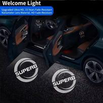 QHCE9 2Pcs LED Car Door Emblem Light Welcome Lamp Wireless Projector For Skoda Superb 2009 2010 2011 2012 2013-2025 Auto Accessories 4500K black