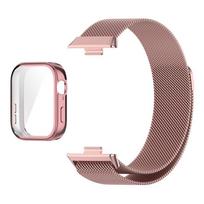 Metal Strap for Huawei Watch Fit 2 3 4 Band with TPU Case Screen Protector Milanese Magnetic Loop Watchband for Huawei Fit 4 Pro Bracelet for huawei fit 4 rožinė