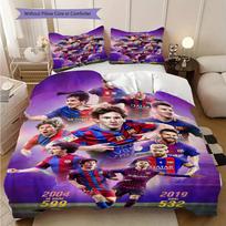 Lionelio Messi palikimas Futbolas Trys dalys Rinkinys (1 * antklodės užvalkalas + 2 * pagalvės užvalkalai, be šerdies) 2D plokščias patalynės komplektas Minkštas ir patogus 135x200cm