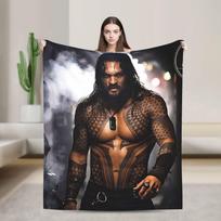 Jason Momoa Nuotraukų Koliažas Flanelinis Antklodė Žieminis Super Šiltas Mėtomas Antklodė Berniukui Mergaitei Svetainės Lovatiesė Sofos Lovo Dangalas Size: 75*100cm, Weight: 280 GSM gray