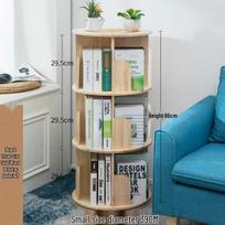360° besisukanti vaikų knygų lentyna: Stovintis ant grindų, stalinis pušies medienos laikymo stovas Rotating Bookshelf
