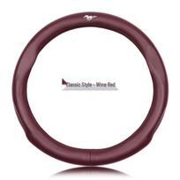 Ford Mustang Genuine Leather Steering Wheel Cover (2012-2022) – Universal, Non-Slip, All-Season 38 cm gray